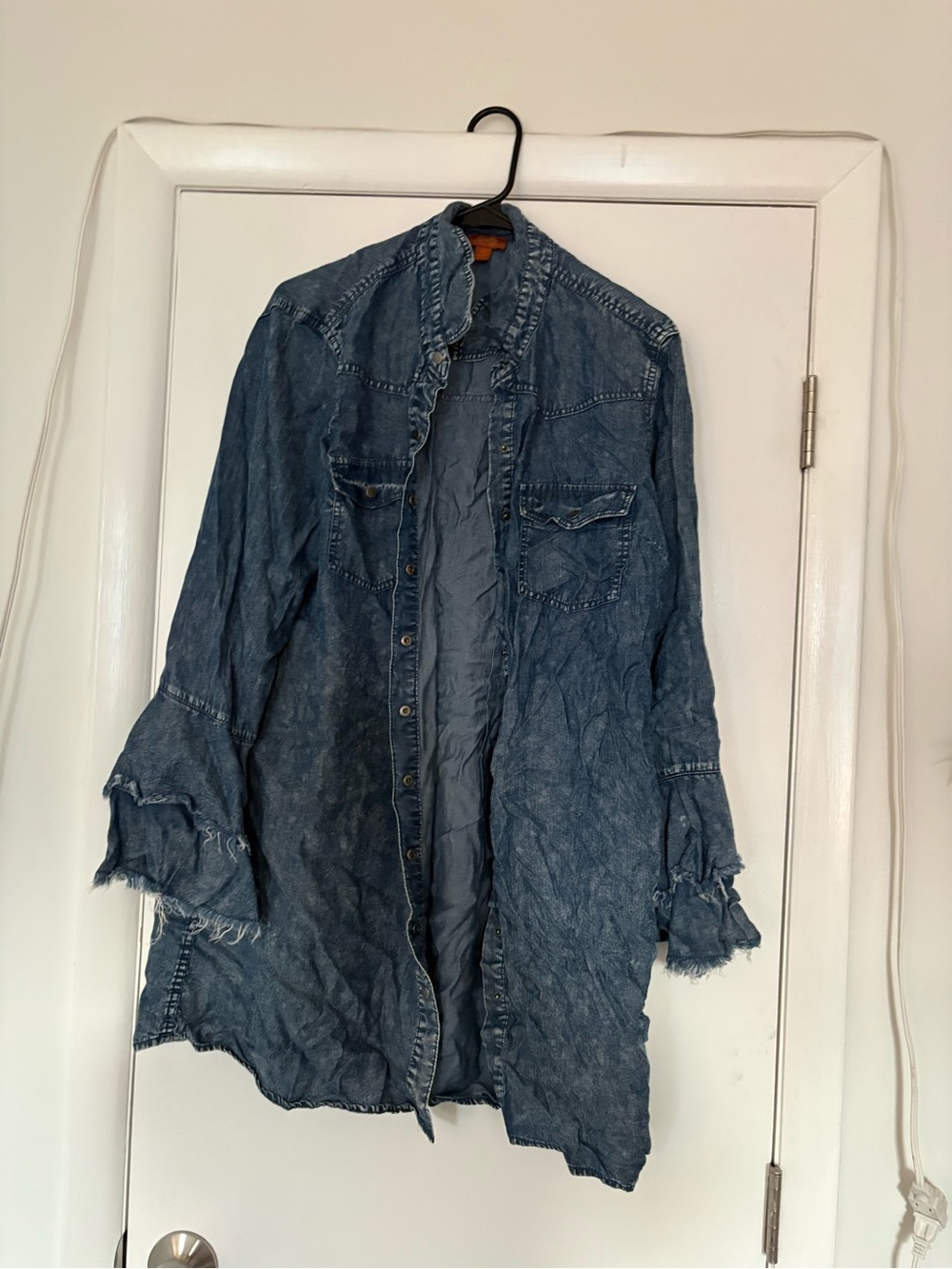 Scully Washed Blue Denim Long Jacket
